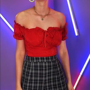 Front tie milkmaid top